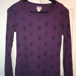 Long sleeve Owl print top